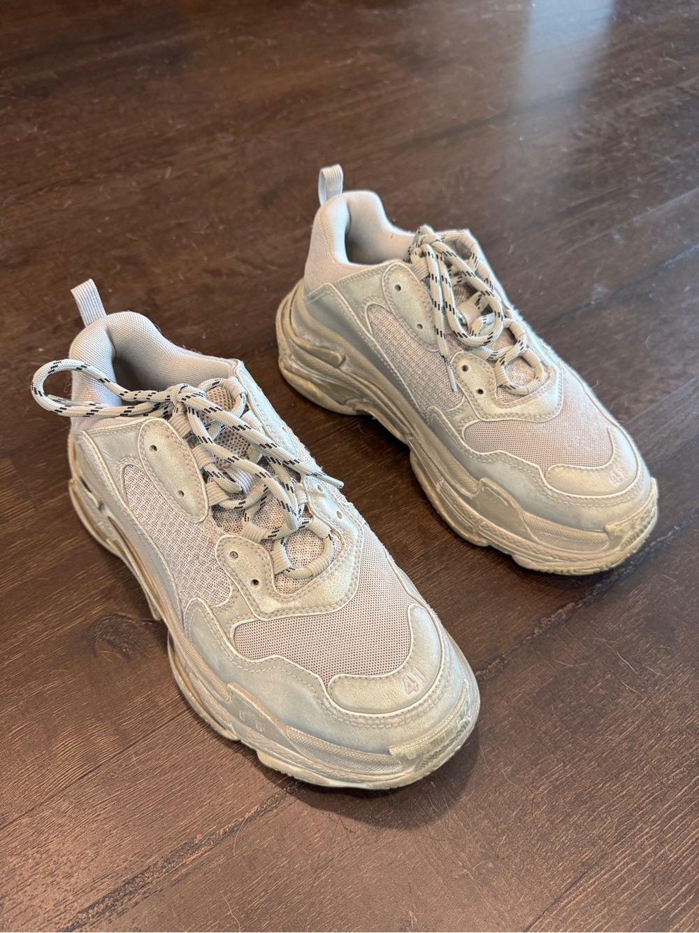Balenciaga Triple S Low Top Sneakers in Light Beige